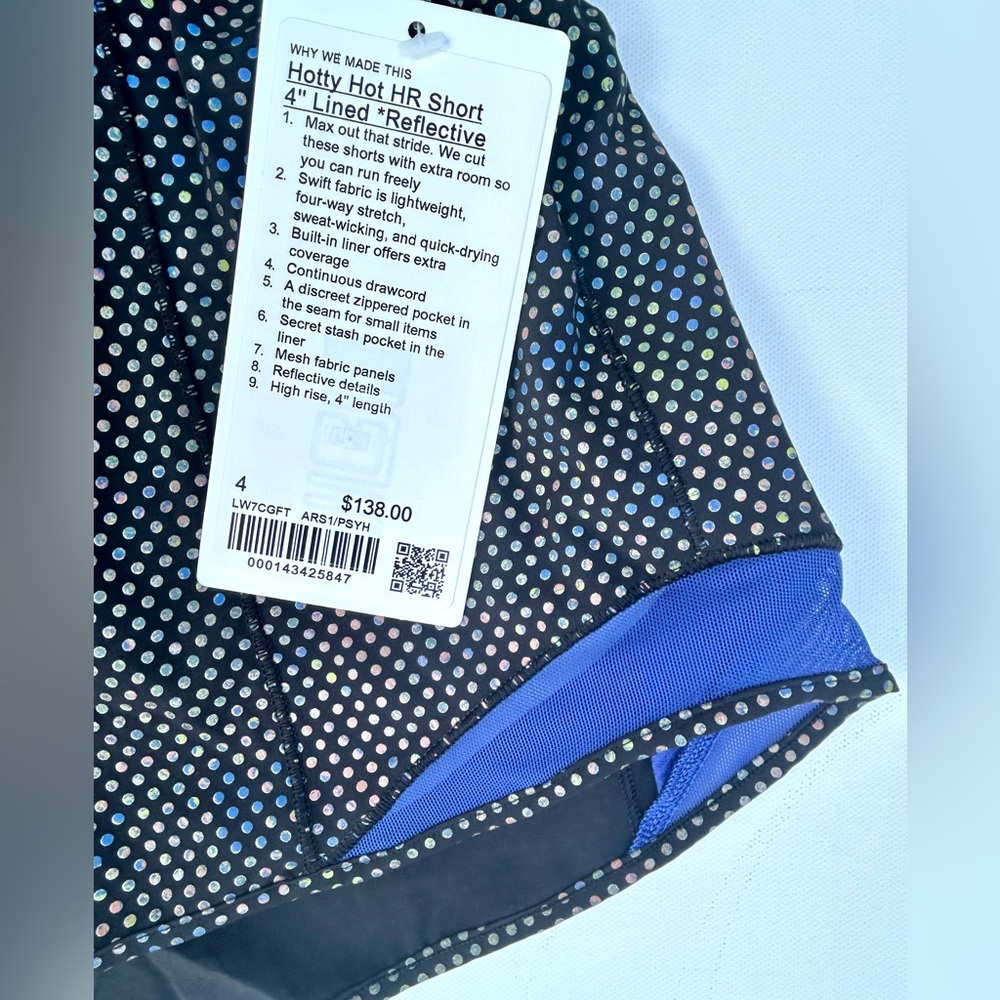 RARE Lululemon Limited Edition Reflective Hotty Hot Shorts Multi Psychic. Size 4 - Picture 9 of 10